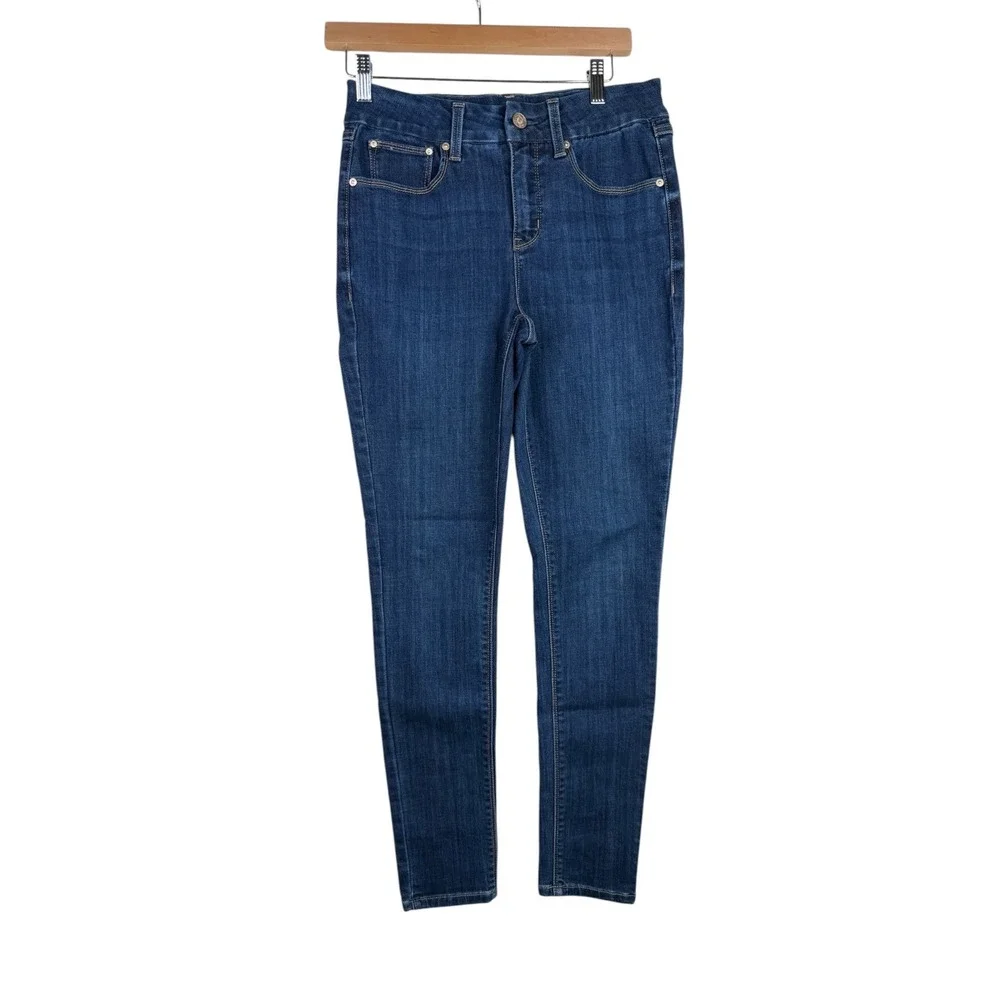 Seven7 Women's Tummyless High-Rise Skinny Jeans Size 4 Blue Denim five-pocket